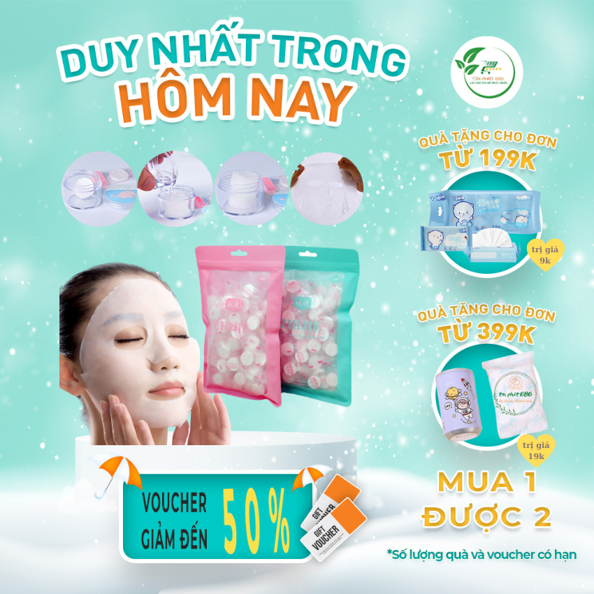Mặt nạ giấy nén đắp mặt miniso 1 gói 100 viên