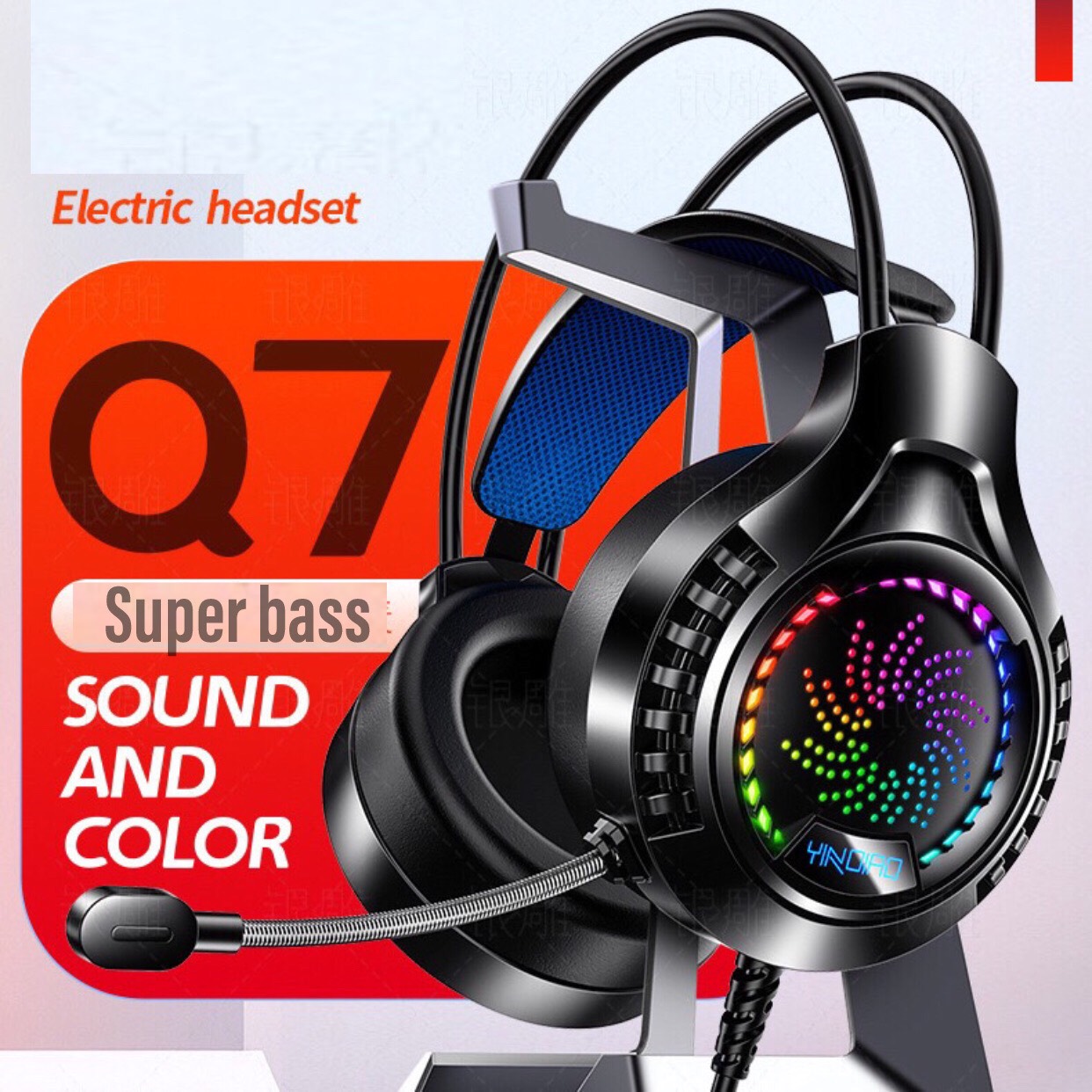 Tai nghe Chụp Tai YINOIAO Q7 Gaming Cao Cấp, Có Mic, Chống Ồn, Led Đẹp Lung Linh, Tai Nghe Lắp Đặt Phòng Game - PKSMART
