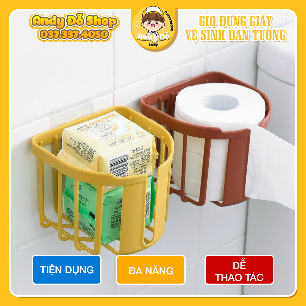 Giỏ Đựng Giấy Vệ Sinh Treo Tường Tiện Lợi.