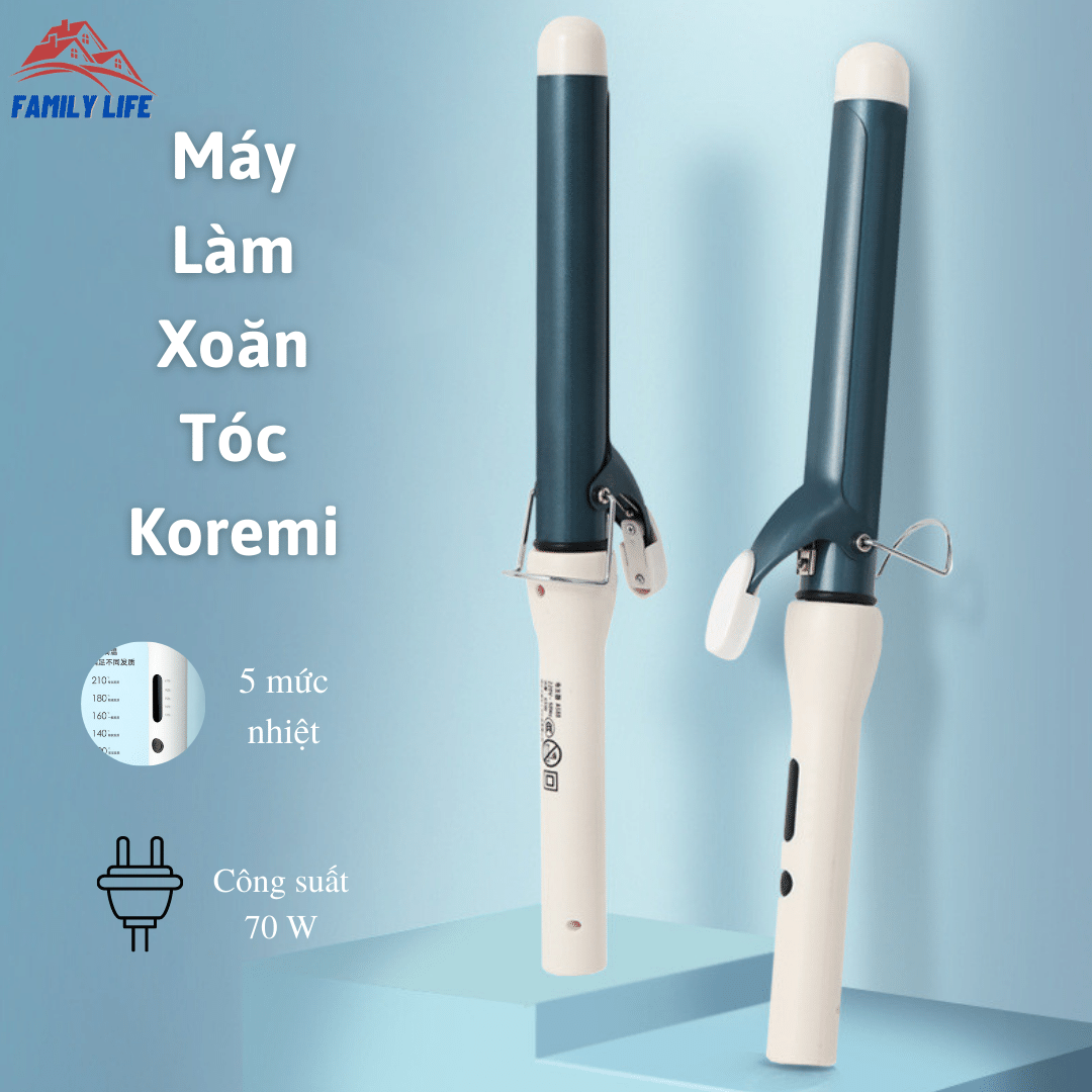 Máy uốn tóc xoăn hàn quốc koremi làm tóc xoăn lọn to nhỏ cao cấp cho salon 5 mức nhiệt công suất lớn giúp tóc nhanh vào nếp an toàn khi sử dụng - máy uốn tóc mini, máy làm tóc, máy làm tóc xoăn, máy uốn tóc xoăn, uốn tóc