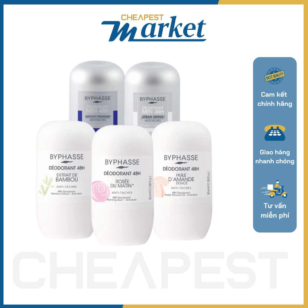 Lăn khử mùi byphasse deodorant 48h roll on 50ml