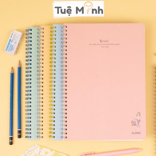 卍卐 Vở Klong B5 kẻ ngang 80/120/200 trang kẻ ngang bìa nhựa lò xo kép cuốn sổ tập Klong
