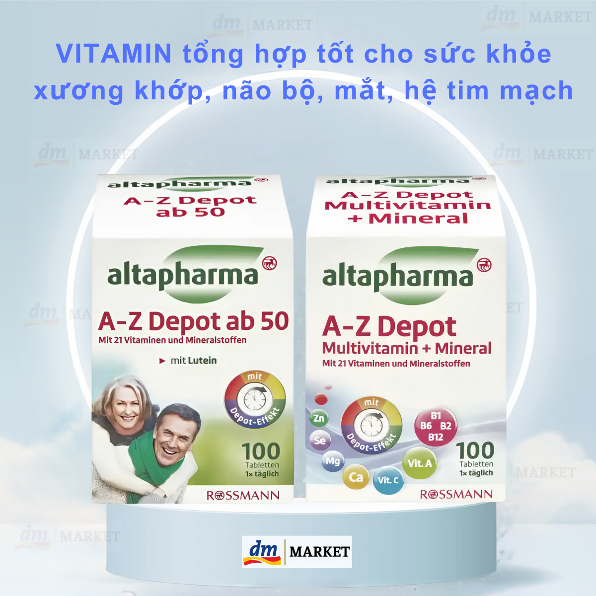 Viên bổ sung vitamin tổng tợp của hãng Altapharma A-Z Depot ab50 dành cho người trên 50 tuổi