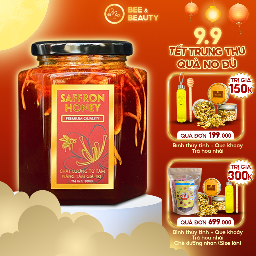 Saffron Ngâm Mật Ong Đông Trùng Hạ Thảo BeeBeauty chính hãng giúp ngủ ngon sâu giấc