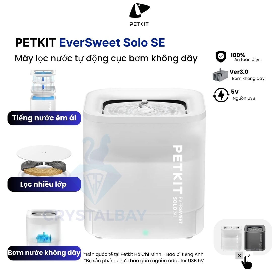  Máy lọc nước tự động cho chó mèo thú cưng Petkit Eversweet Solo SE - Lọc nước thông minh an toàn cho chó mèo 