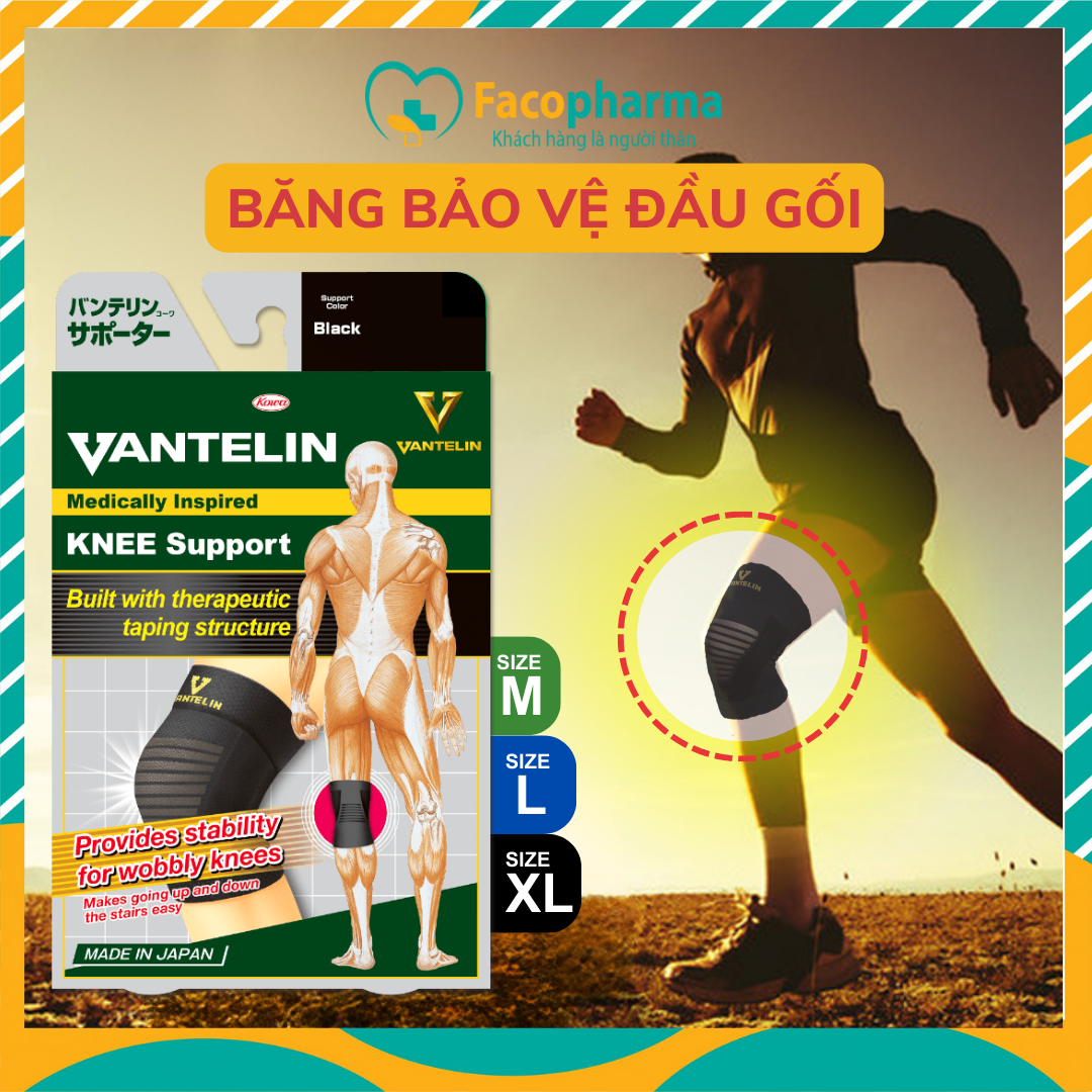 Đai bảo vệ khớp gối Vantelin kowa - Bó gối bảo vệ đầu gối dây chằng khớp đầu gối vantelin knee protect Hộp 1 cái