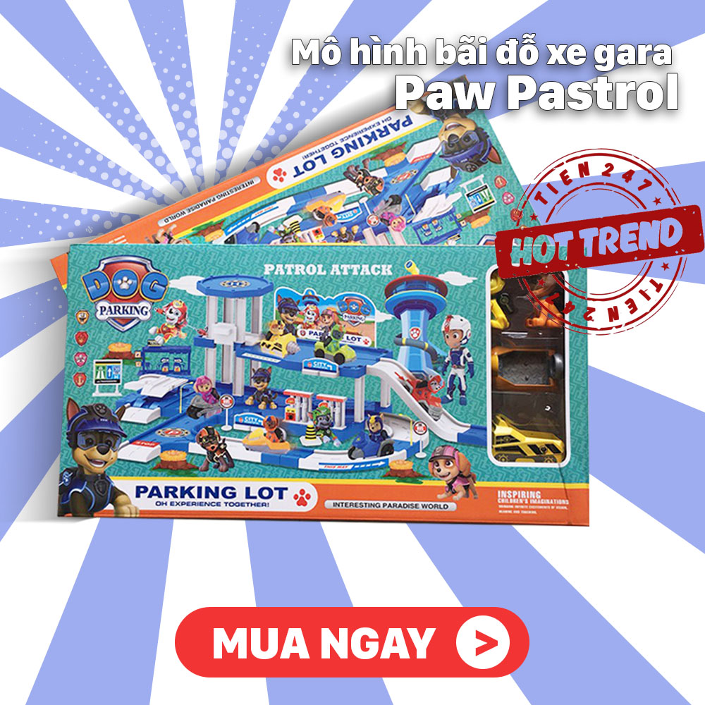 Đồ chơi gara chó cứu hộ paw patrol - Chất liệu nhựa ABS an toàn cho bé - mô hình gara paw patrol - lap rap mo hinh bai dau xe cho cuu ho - Luna Baby