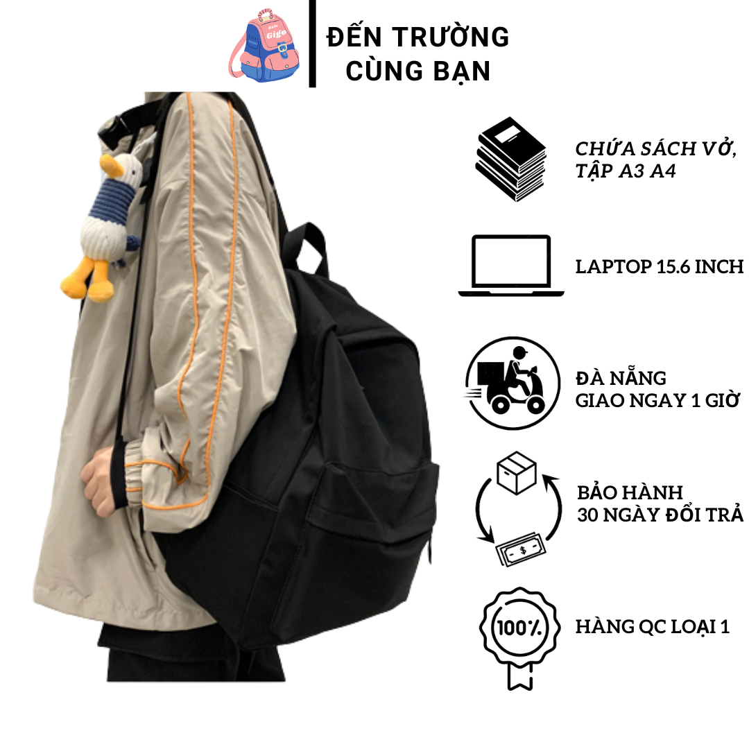 Balo Basic đơn giản vải trơn chống thấm nước G240 - BaloGigo