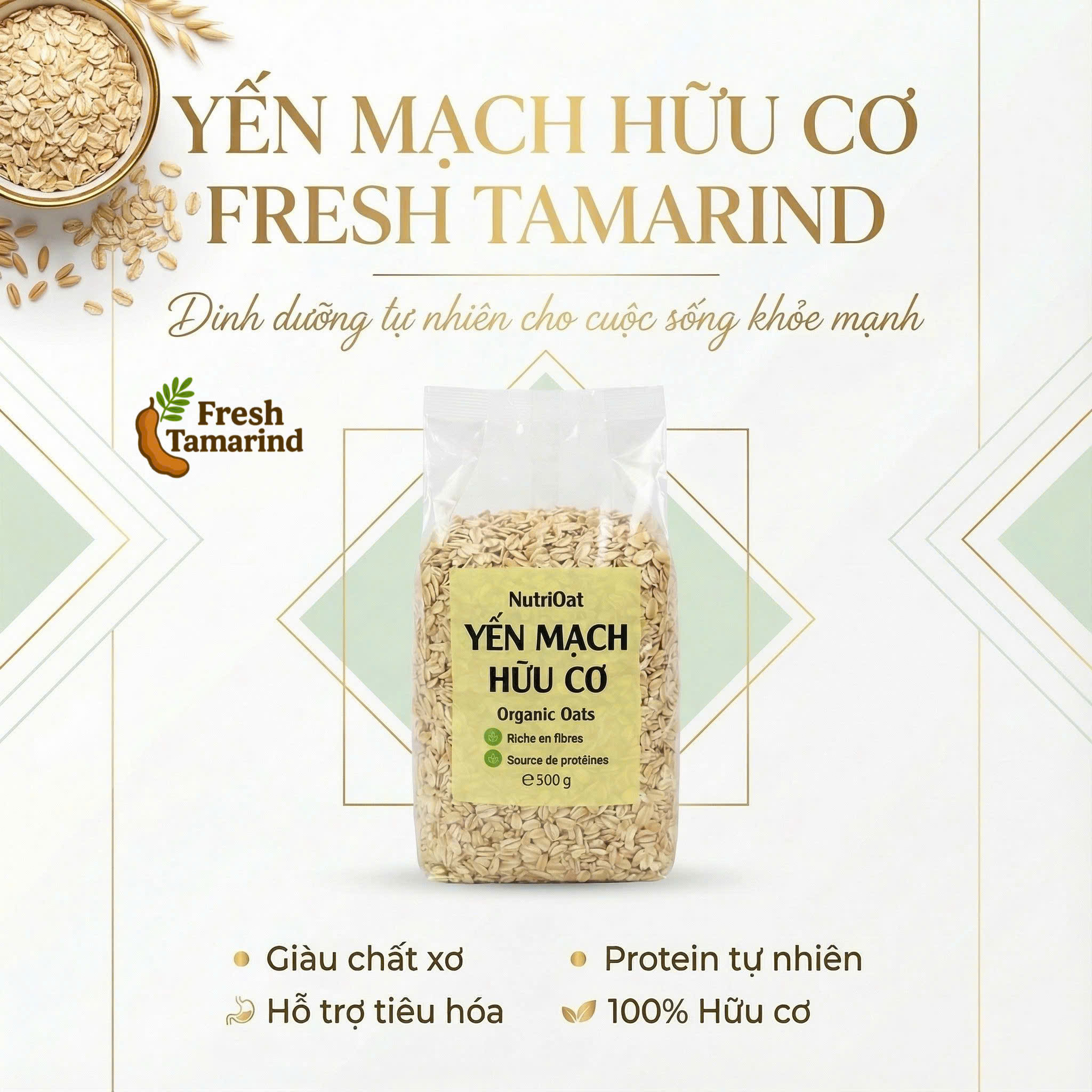 [HCM]1KG Yến Mạch Hữu Cơ Cán Vỡ FT .