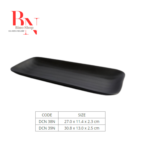 Dĩa nhựa hcn nhám đen lớn- dcn39