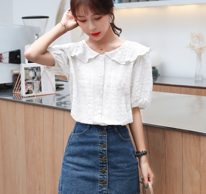 B724- áo sơ mi cổ bèo xinh
