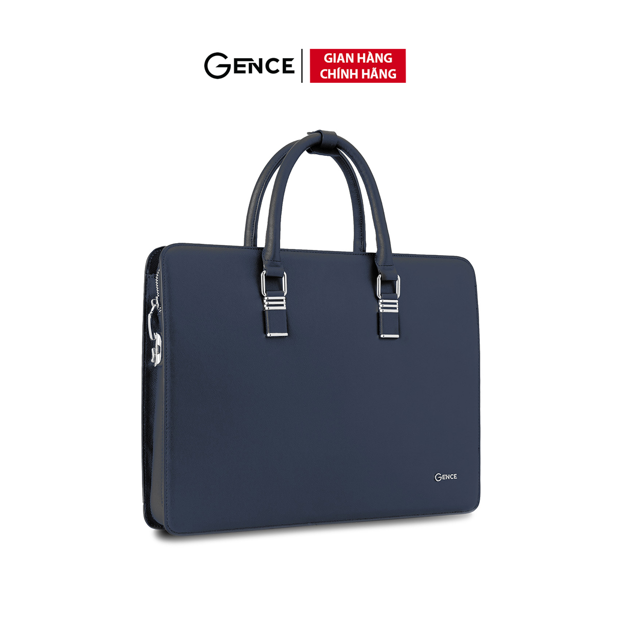 Cặp da doanh nhân túi xách nam gence cgl07 da bò khóa số cao cấp màu xanh navy