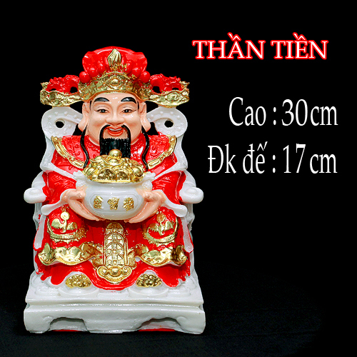 [ CAO 30 CM ] TƯỢNG  THẦN TIỀN MÀU ĐỎ  [ COMPOSITE + BỘT ĐÁ ]