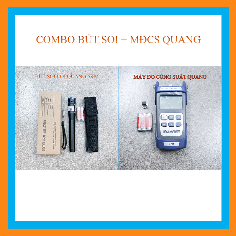 Bút soi lỗi sợi quang 5km sắt cao cấp + máy đo công suất quang