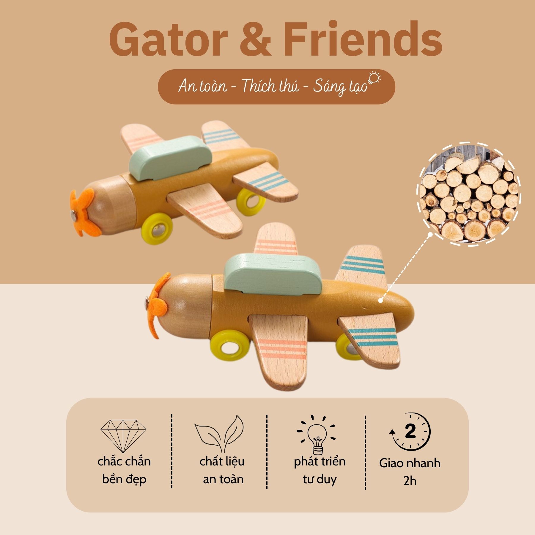 Đồ chơi gỗ Gator đồ chơi trí tuệ, đồ chơi dành cho bé từ 1 tuổi
