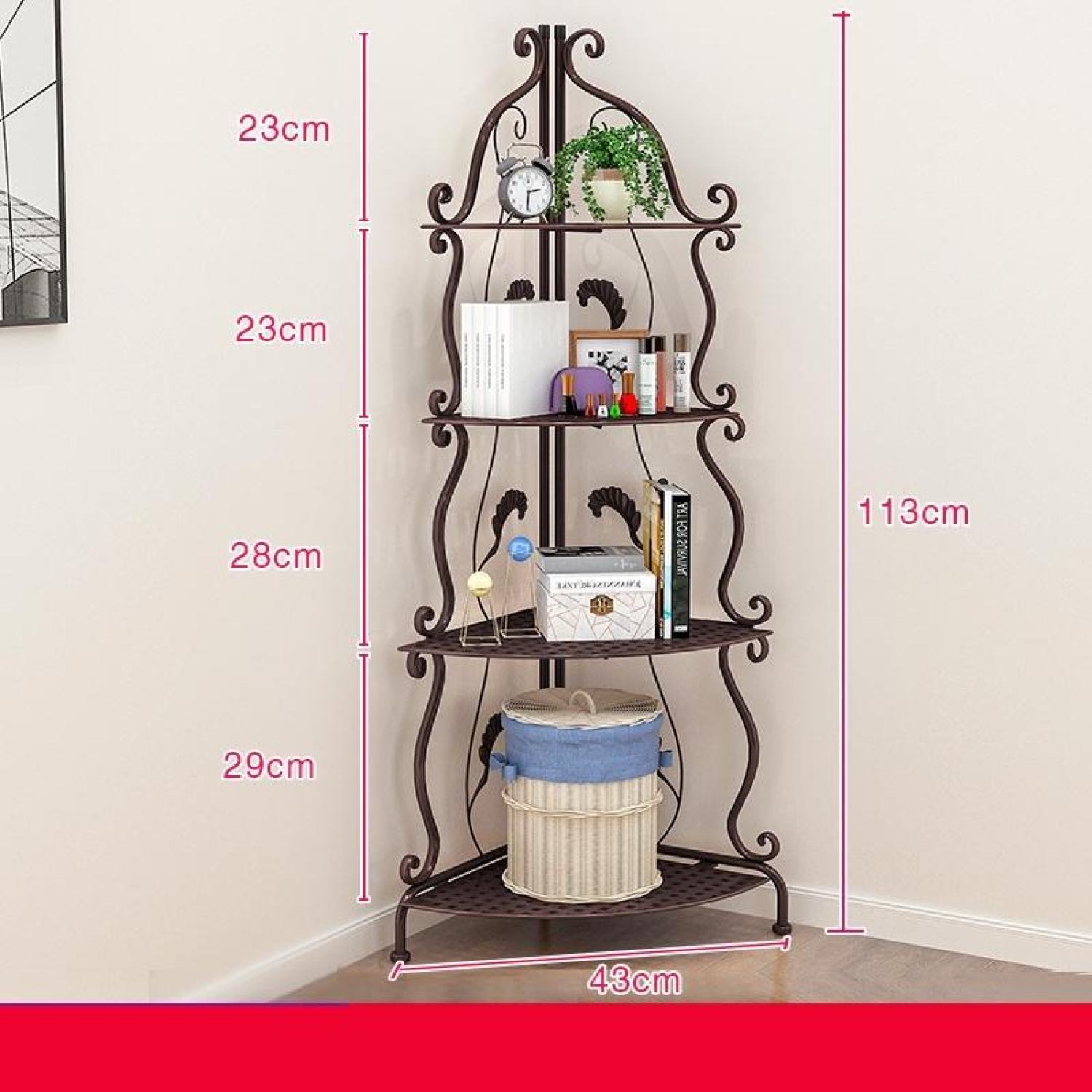 Kệ góc tam giác nhà tắm- Kệ để đồ hoa văn góc tường 4 tầng chắc chắn