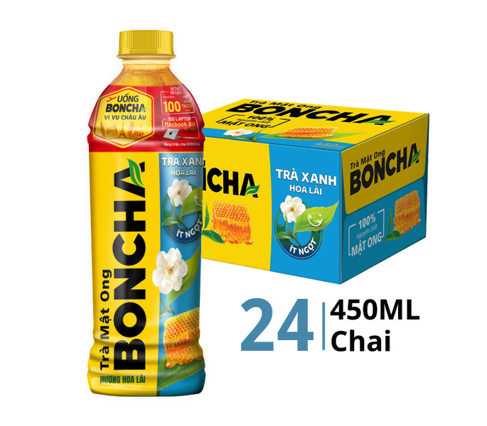 1 thùng BONCHA Trà Xanh Hoa Lài /24 Chai *450ml