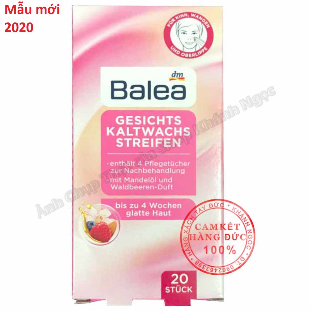 Hộp 20 Miếng Wax dán tẩy lông cho vùng mặt Balea Gesicht Kaltwachs Streifen - Hàng Đức