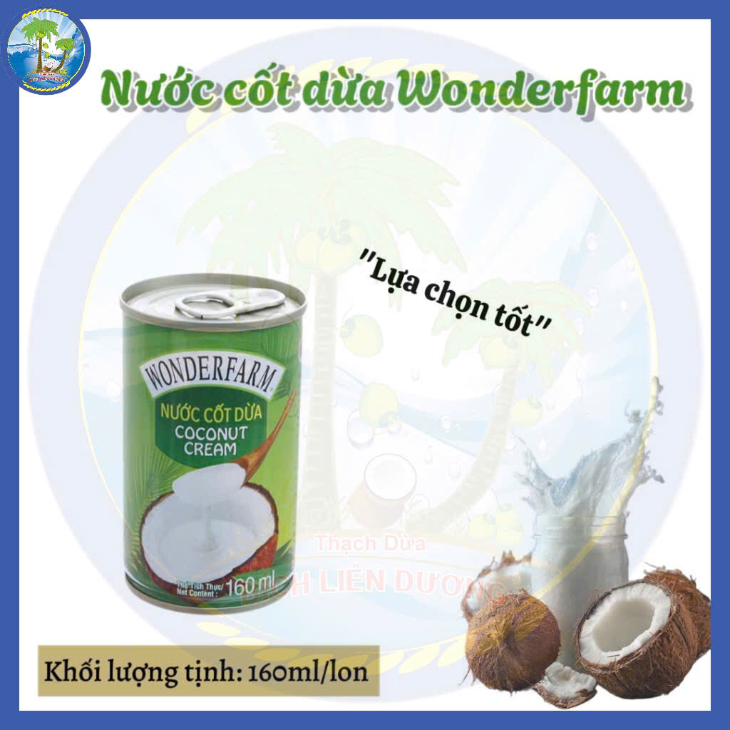 [Combo 10lon x 160ml] Nước Cốt Dừa Wonderfarm