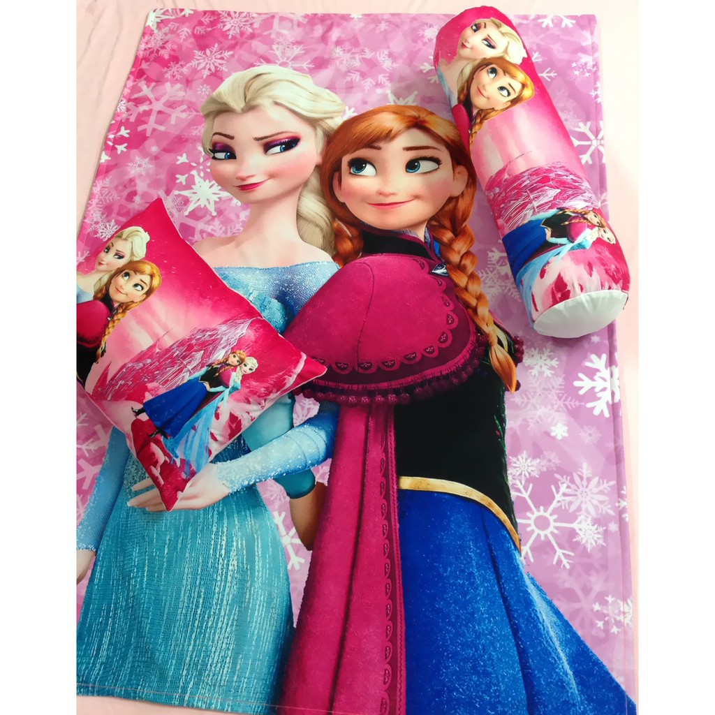Vỏ gối và chăn Elsa hồng cho bé