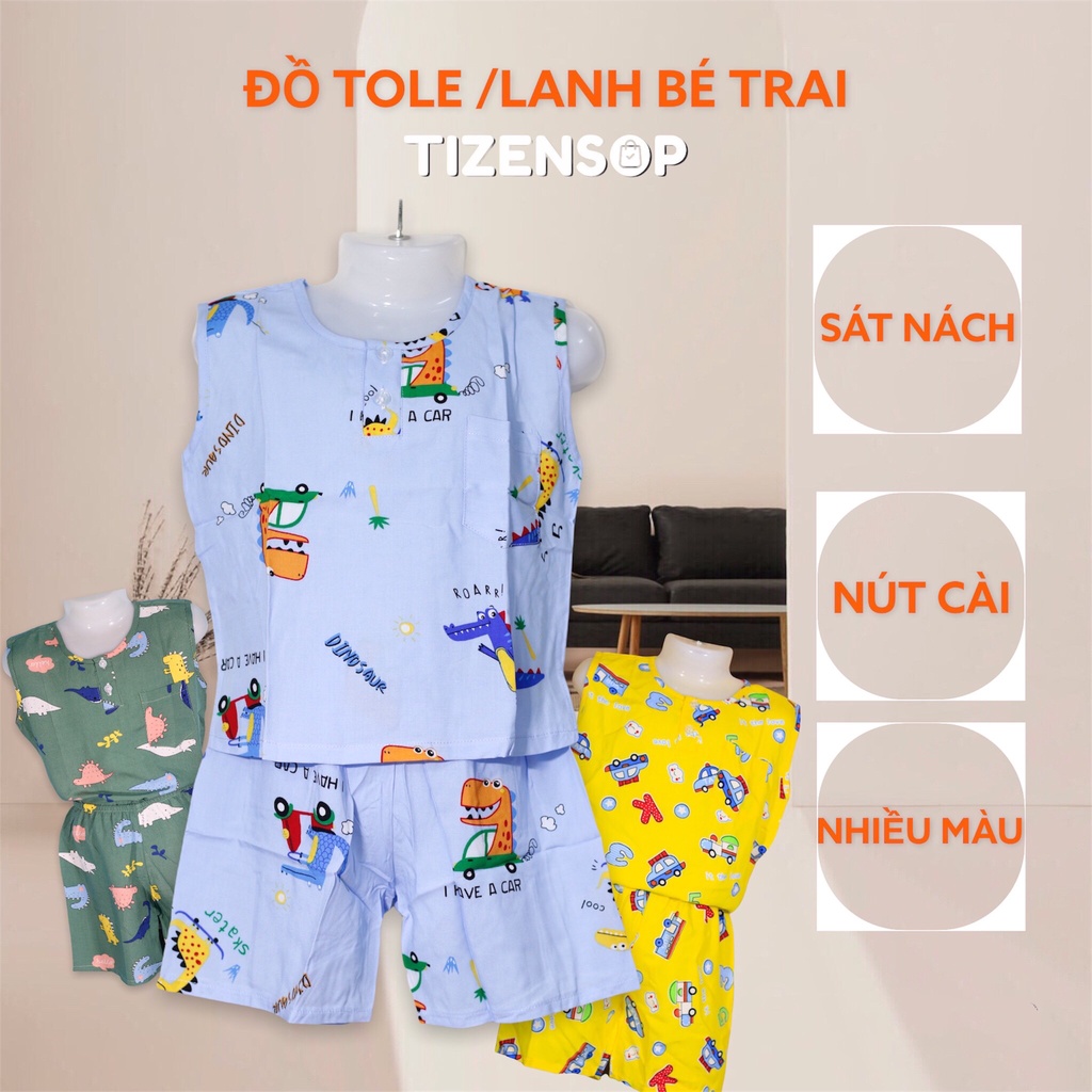 Đồ tole bé trai vải lanh kiểu sát nách quần đùi