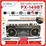 TẶNG NGAY USB NGHE NHẠC KHI MUA [ Đài radio mới nhất ] Đài FM Radio PX-149BT Nghe Đài Với 3 Kênh Riêng Biệt, Kết Nối Đa Dạng, Điều Chỉnh Bass, Volume Đơn Giản, Có Hộc Để Băng Cassette Tiện Lợi