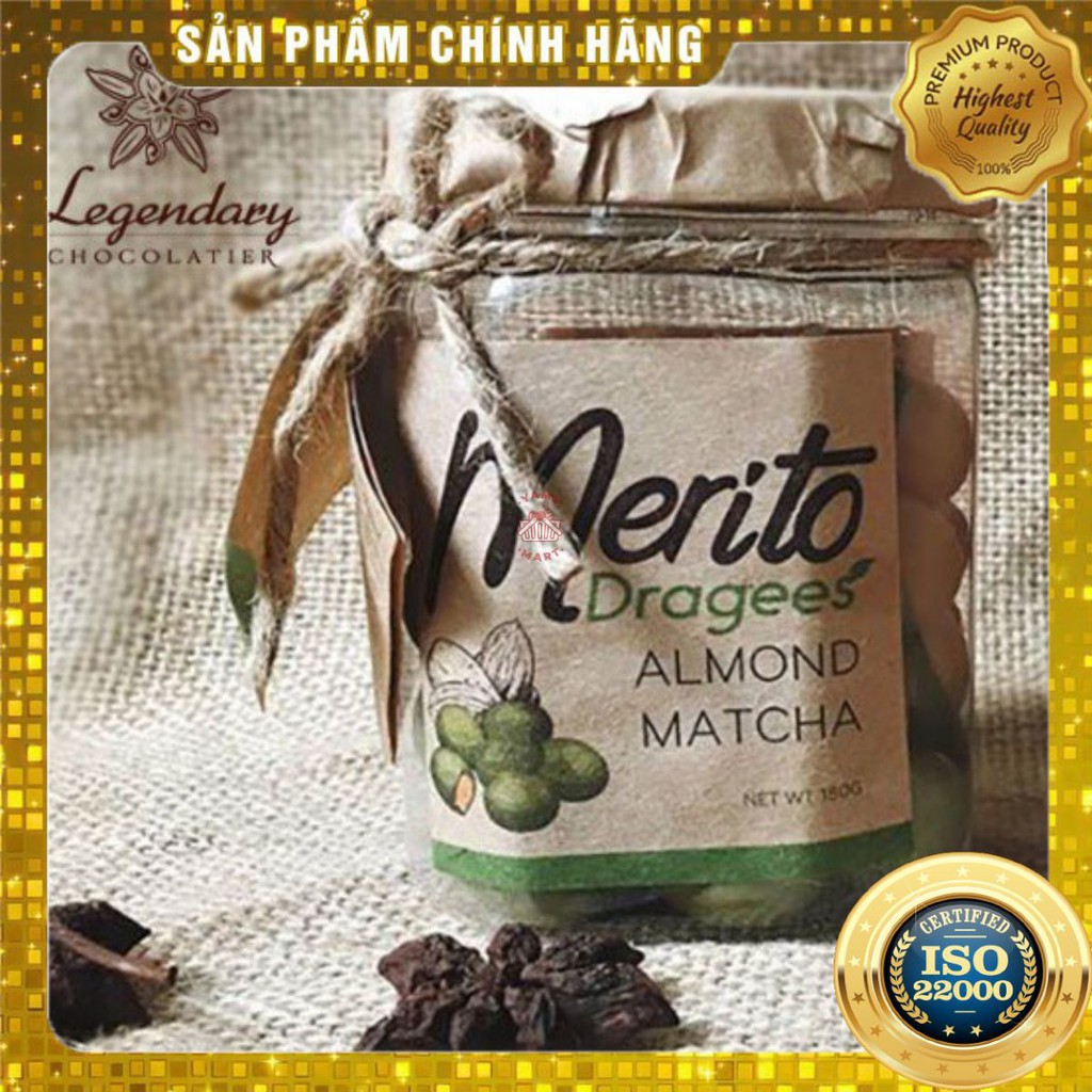 Socola matcha bọc hạnh nhân - Dragees Hạt Hạnh Nhân, Trà Xanh - Hũ 180g-