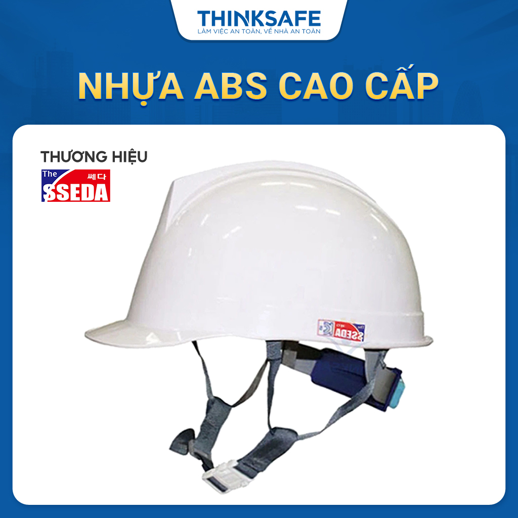Nón bảo hộ Sseda I Hàn Quốc, bảo vệ đầu, chống va đập, miếng lót trán bằng chất liệu da, có núm vặn (trắng) - Thinksafe