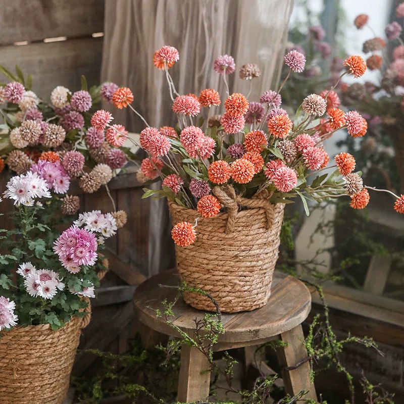 Giỏ cói cắm hoa, giỏ trồng cây, giỏ cói có tay cầm