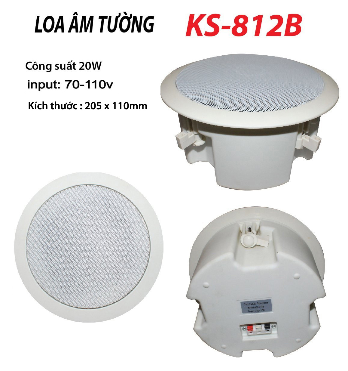 Loa âm trần ks-812b - công suất 20w