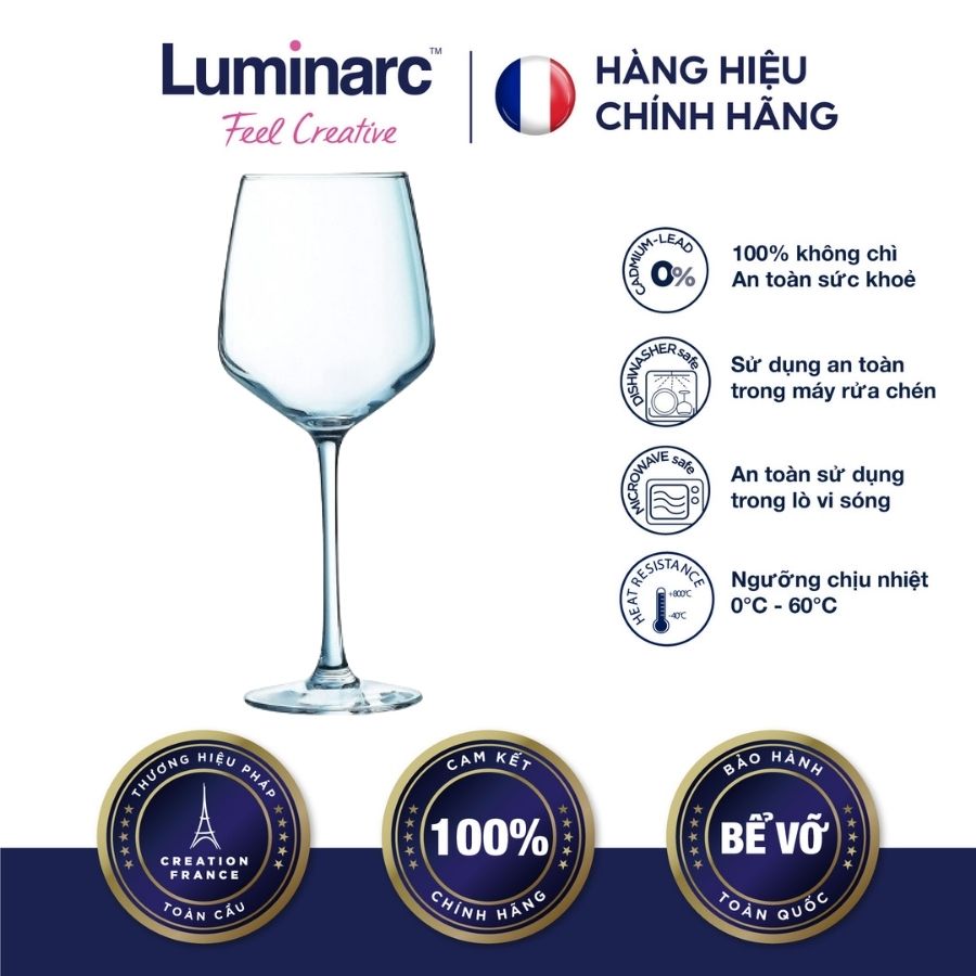 Bộ 6 ly rượu vang thuỷ tinh luminarc val surloire 350ml - luval9569