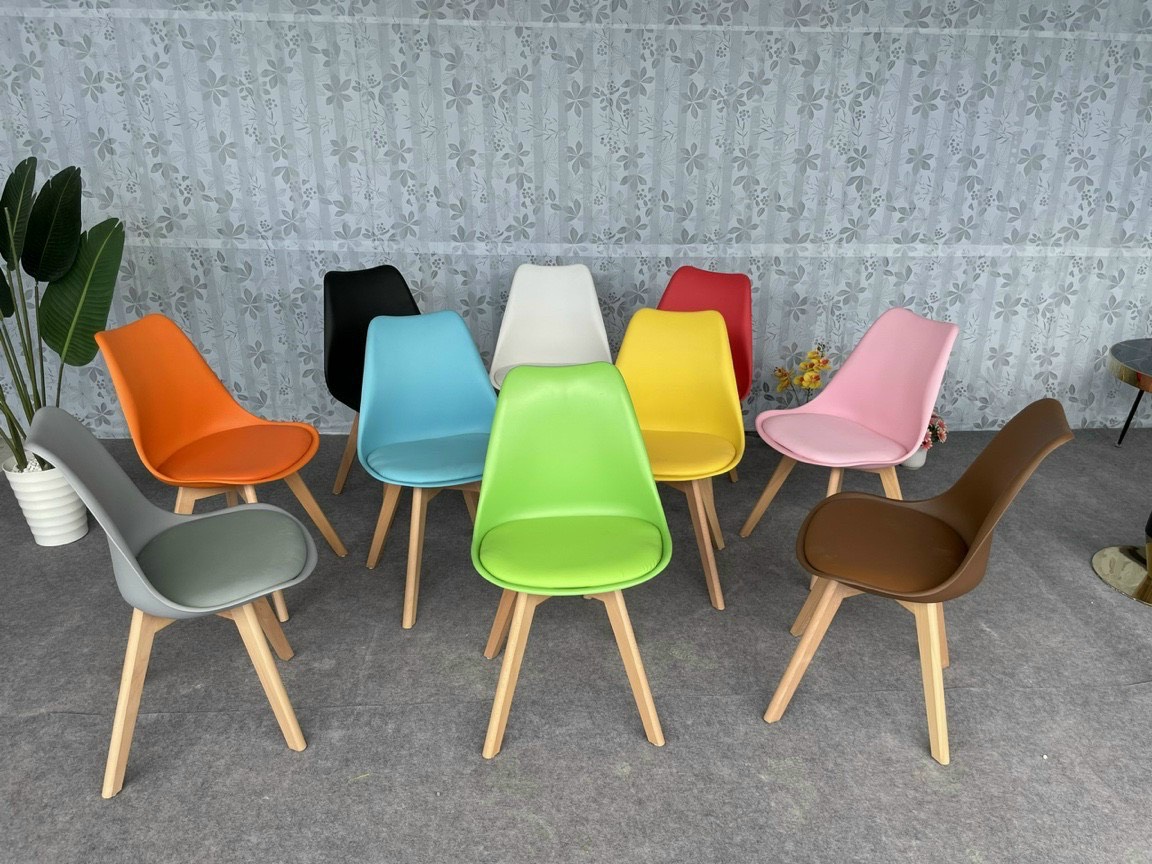 Ghế đệm da chân gỗ eames, ghế cafe, ghế làm việc