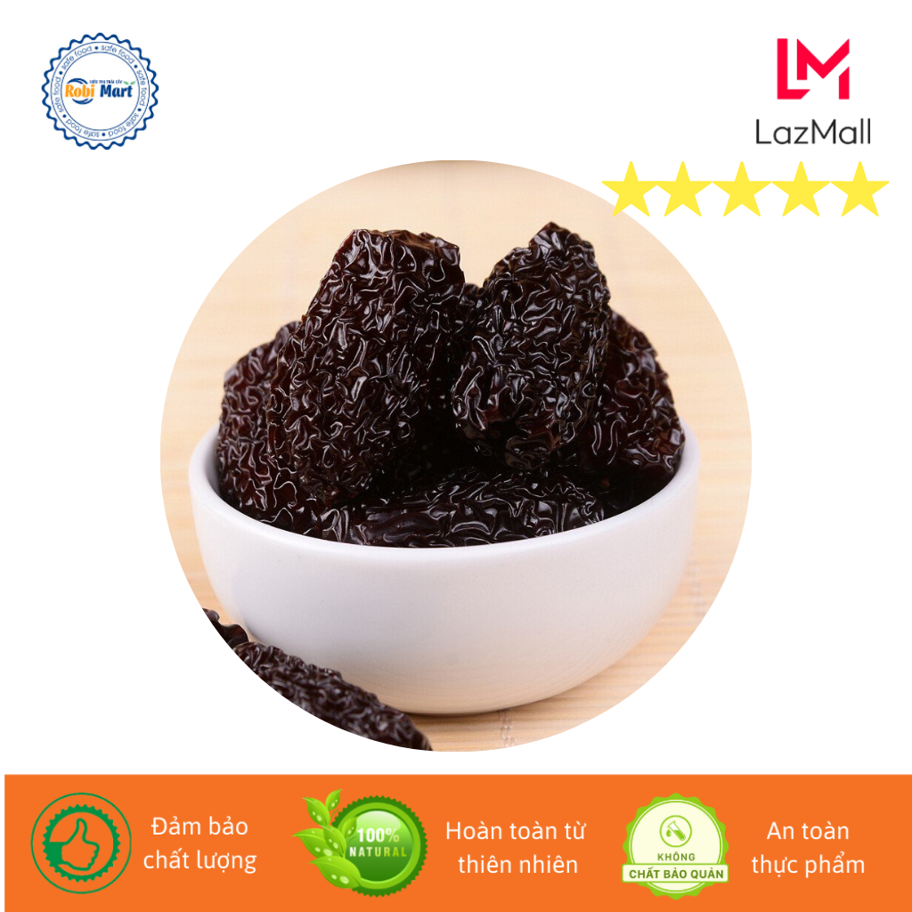Táo tàu đen sấy lạnh Robi Mart gói 500gr - Ngủ ngon giấc và tốt cho hệ tiêu hóa hàng loại 1 chính hãng
