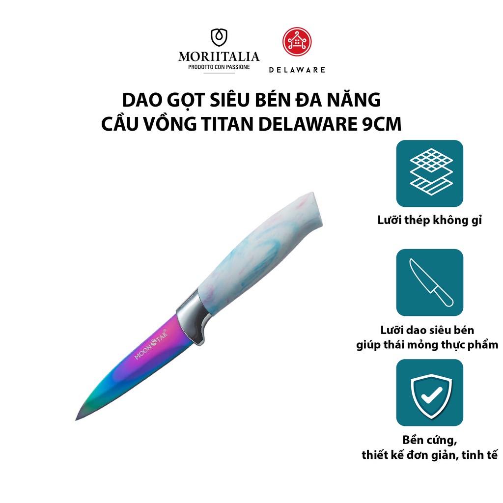Dao gọt Delaware siêu bén đa năng titan cầu vồng Moriitalia 007078