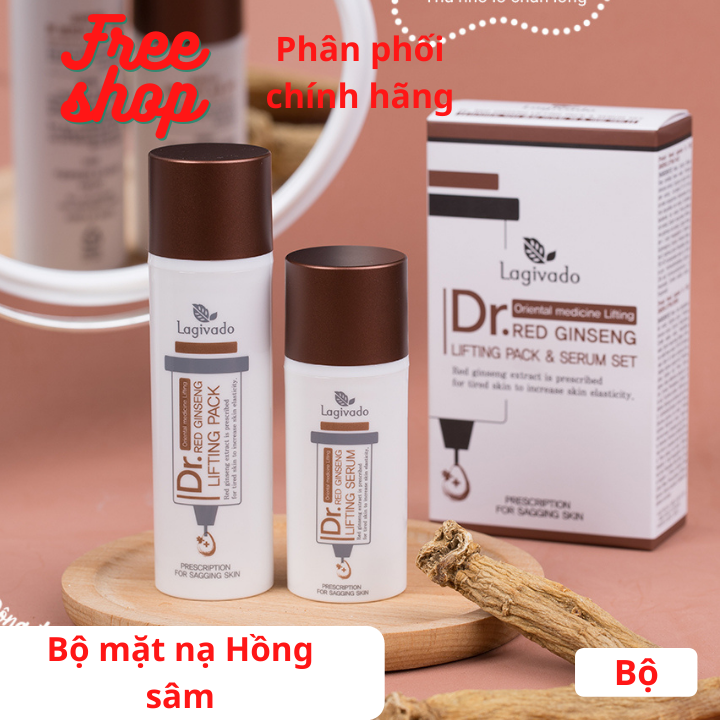 [HCM]Bộ đôi mặt nạ hồng sâm Hàn Quốc Lagivado  Dr. Red Ginseng Lifting Pack  và Serum giúp thải độc nâng cơ đánh bay mụn đầu đen dưỡng ẩm trắng da se khít lỗ chân lông 80 ml