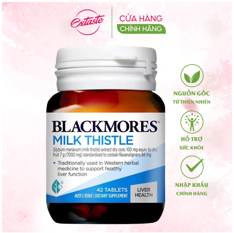 Viên uống hỗ trợ giải độc mát gan blackmores milk thistle 42 viên Extaste