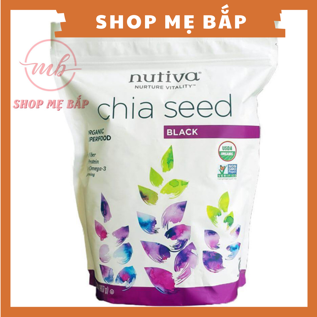 Hạt chia đen nutiva mỹ 907gram - thực phẩm hữu cơ nguyên hạt - giàu đạm, chất béo tốt