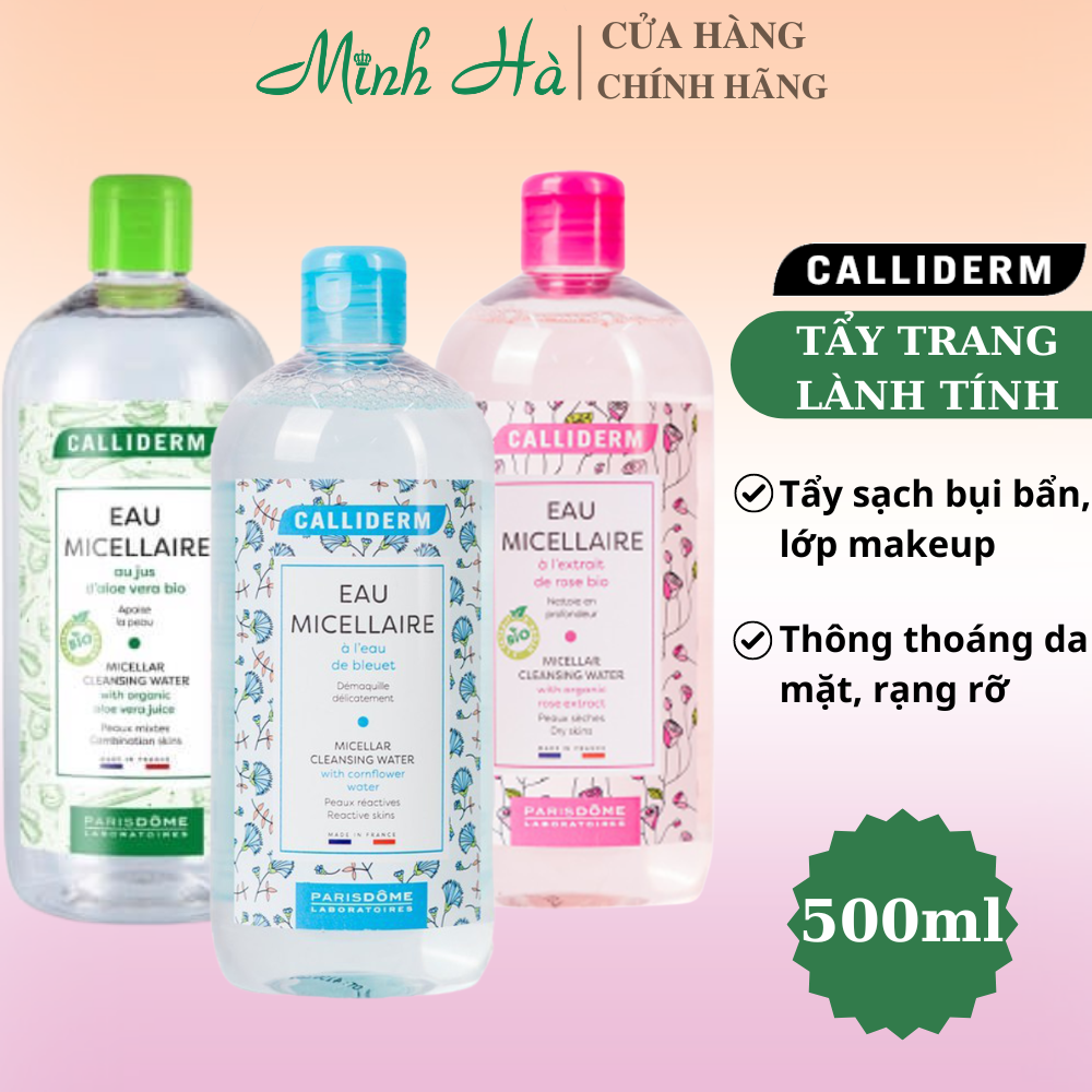 Nước tẩy trang Calliderm Organic Aloe Vera Juice 500ml cho da hỗn hợp