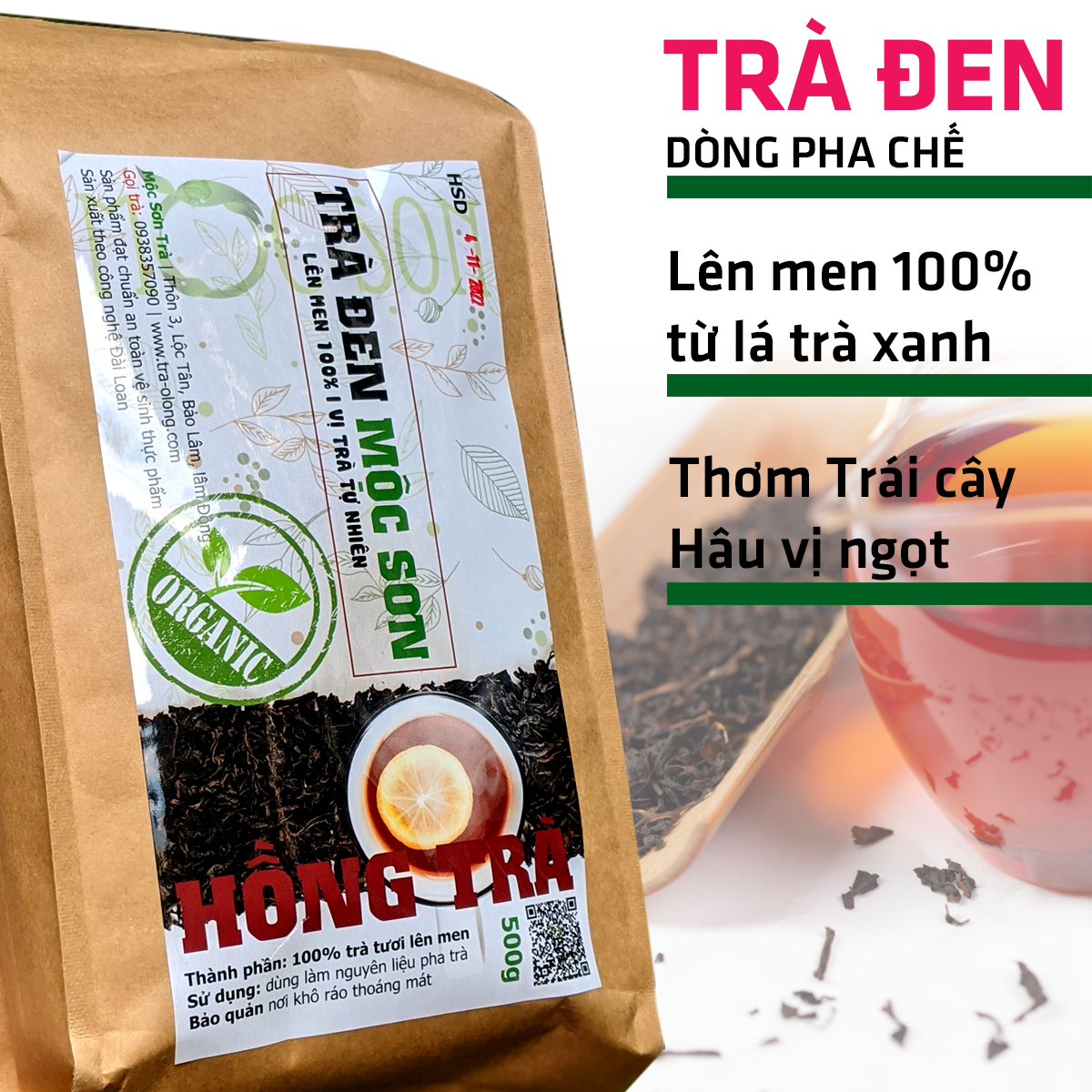 Trà Đen Hồng Trà Thượng Hạng Mộc Sơn Túi 500g Pha Trà Sữa Tuyệt Phẩm làm theo đơn xuất khẩu