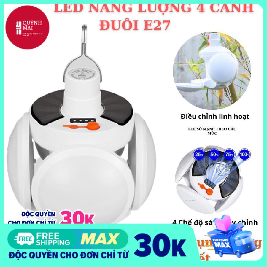 Bóng đèn led 4 cánh 5 bóng năng lượng mặt trời, đen led tích điện công suất 40w - vân khánh shop