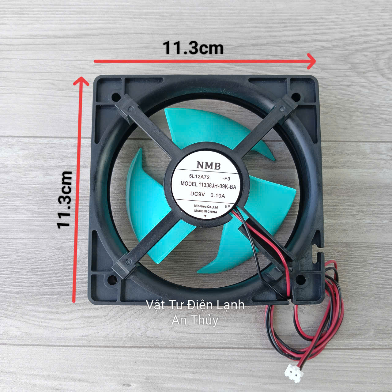 Quạt tủ lạnh Panasonic 9V 2 dây KT 11.3cm x 11.3cm cánh xanh (NMB)