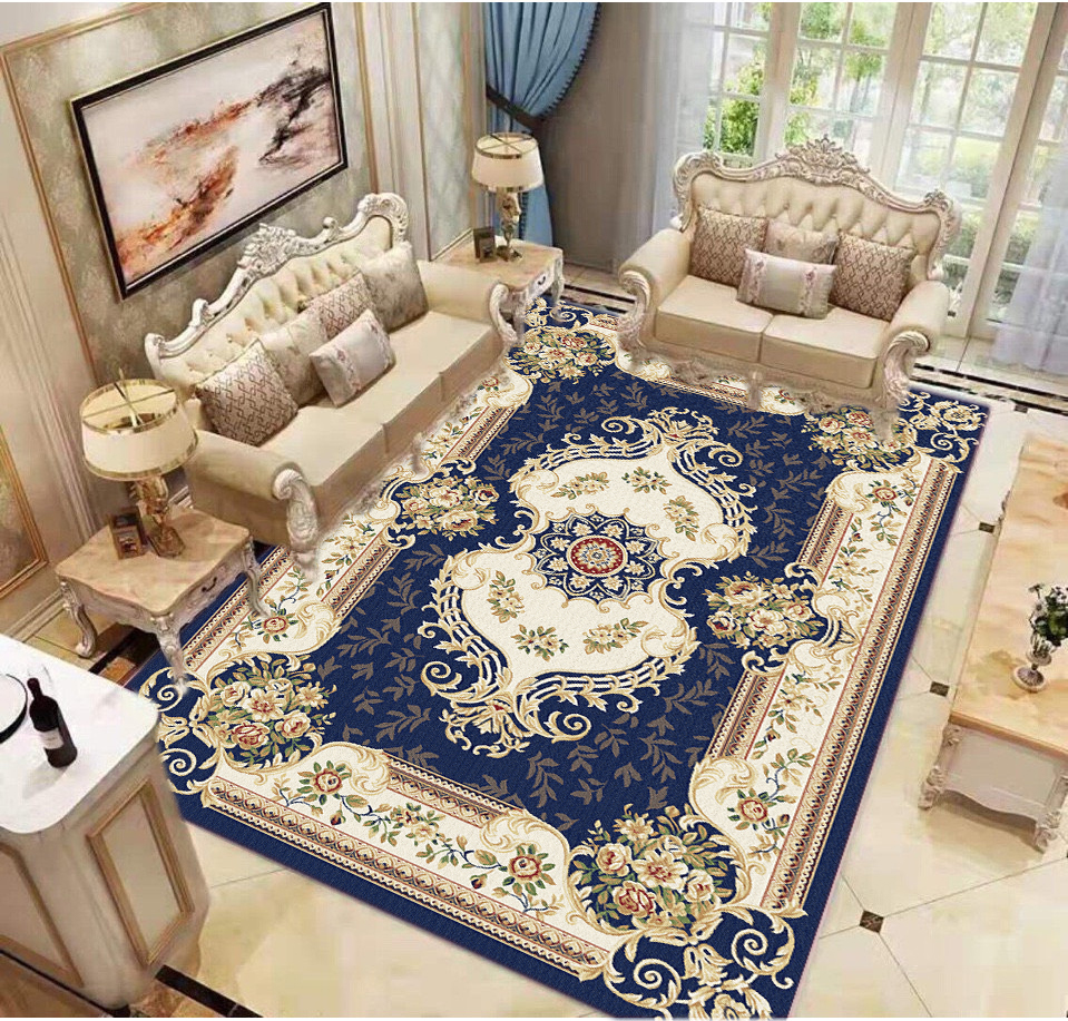Thảm bali trải sàn họa tiết hàng gia xanh trang trí phòng khách họa tiết hiện đại sang trọng lịch sự