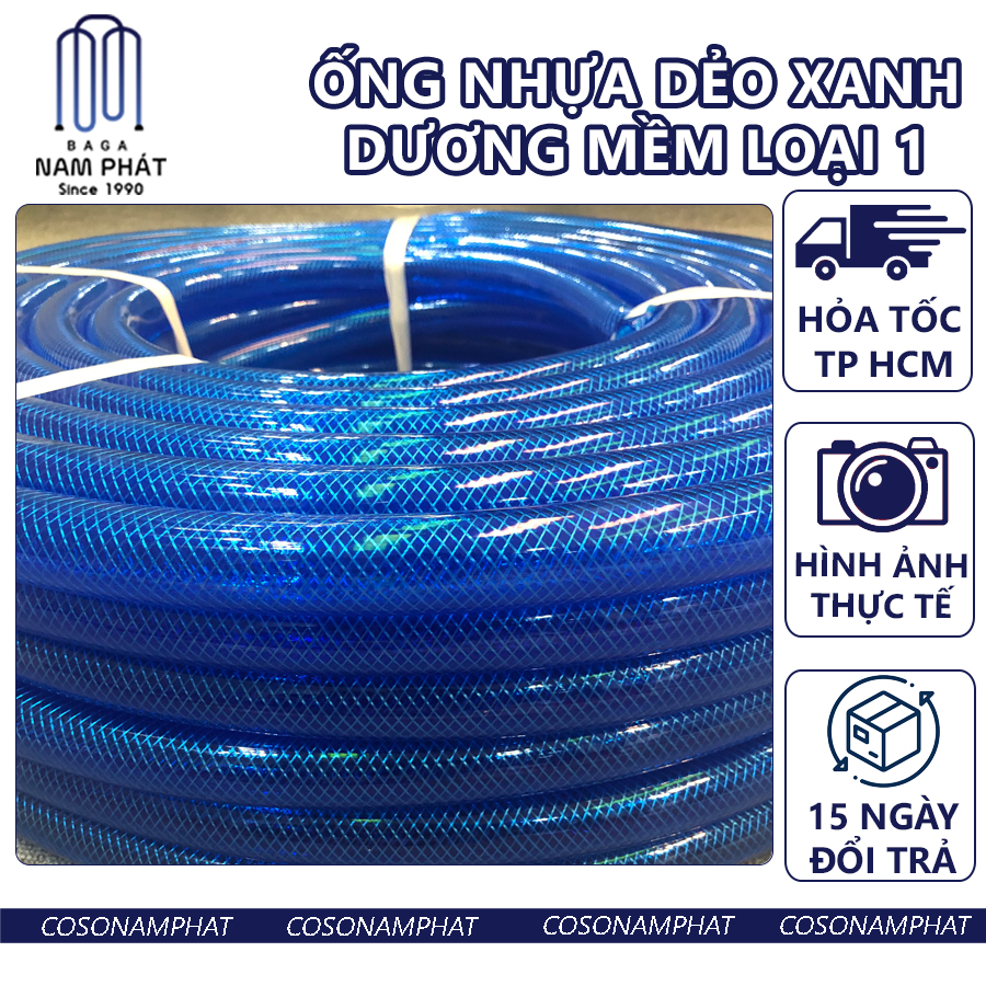 Cuộn phi 27mm dây ống nước nhựa dẻo pvc xanh dương ống dẫn nước tưới cây ống nuoc rửa xe đường kính trong 27 mm 3 lớp