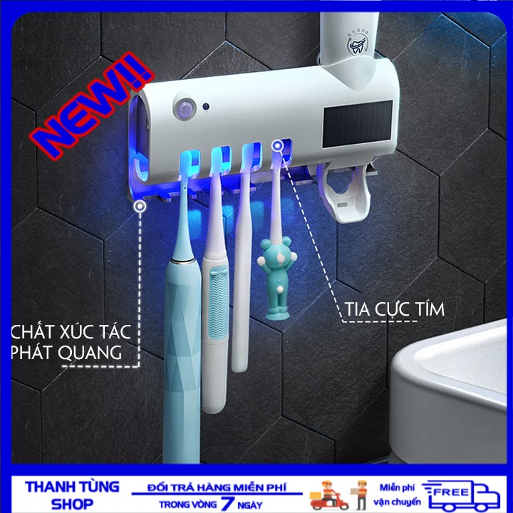 [ BẢO HÀNH 1 ĐỔI 1 ] Bộ Nhả Kem đánh Răng Siêu Tiện Lợi Sang Trọng, Vật Liệu Nhựa ABS Siêu Bền, Máy Tiệt Trùng Bàn Chải Đánh Răng, Giá Treo Bàn Chải Nhả Kem Thông Minh, Sạc Pin Bằng Ánh Sáng, Tia UV Diệt Khuẩn 99,9%, Hộp Thiết Bị Khử Trùng Bàn Chải