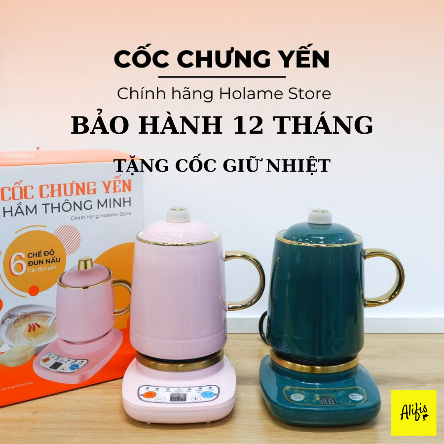 Cốc chưng yến, cốc hầm đa năng kèm đế điện - tặng cốc giữ nhiệt inox