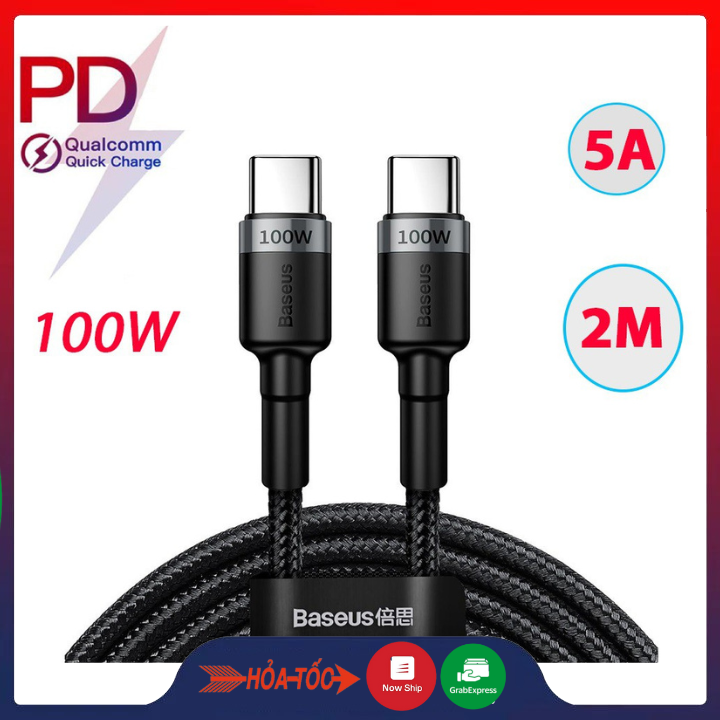 Cáp sạc nhanh 100w baseus type c to type c cafule series metal sạc nhanh usb type c dài 2m