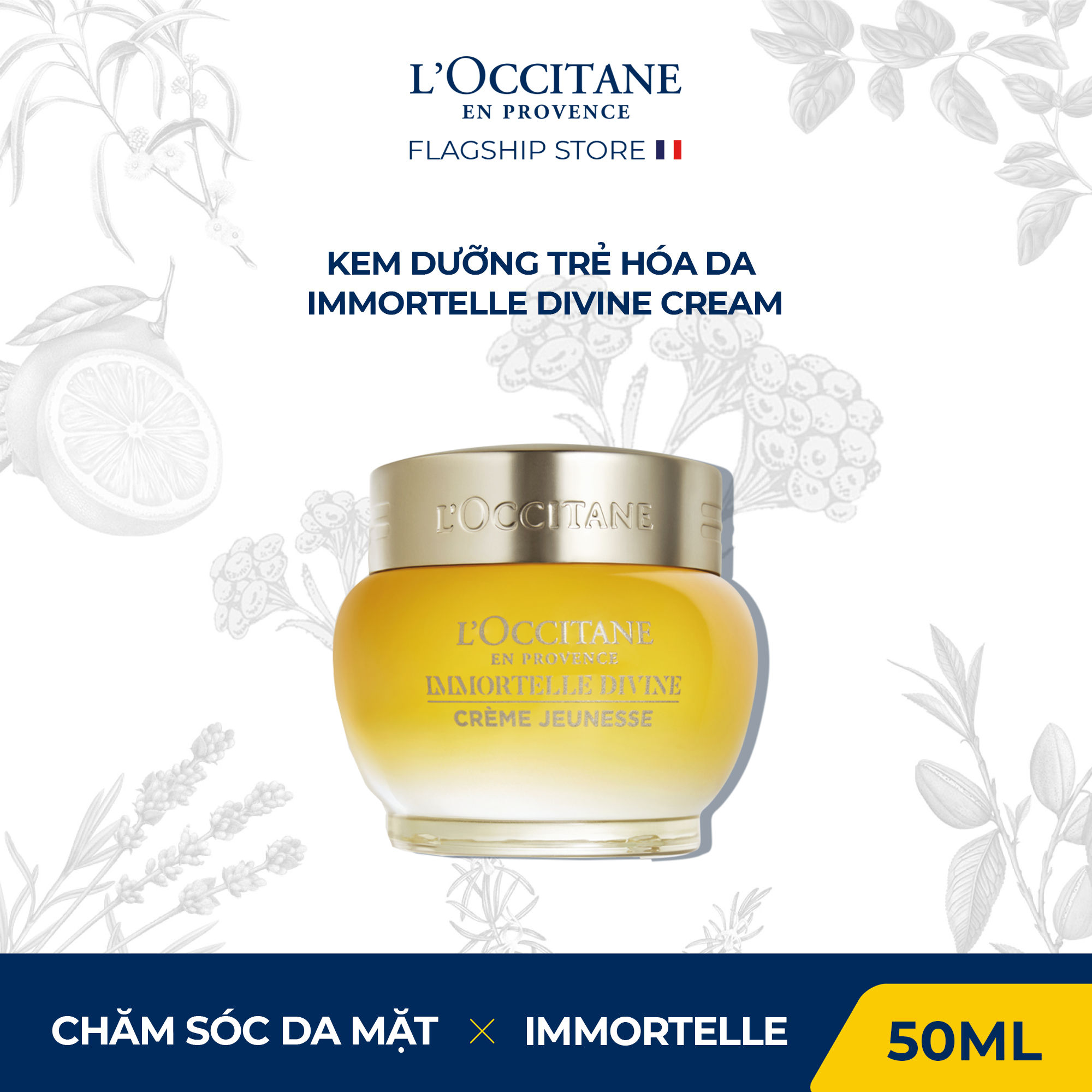 Kem Dưỡng Trẻ Hóa Da L'Occitane Immortelle Divine Youth Cream 50ml - 65ml