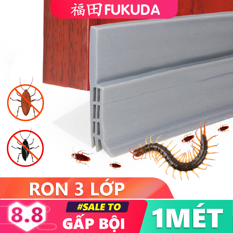 Ron 1 Mét chặn khe hở cửa loại 3 lớp dày 5mm FUKUDA 1 Mét nẹp dán đáy cửa chống côn trùng khói bụi tiếng ồn giữ nhiệt điều hòa