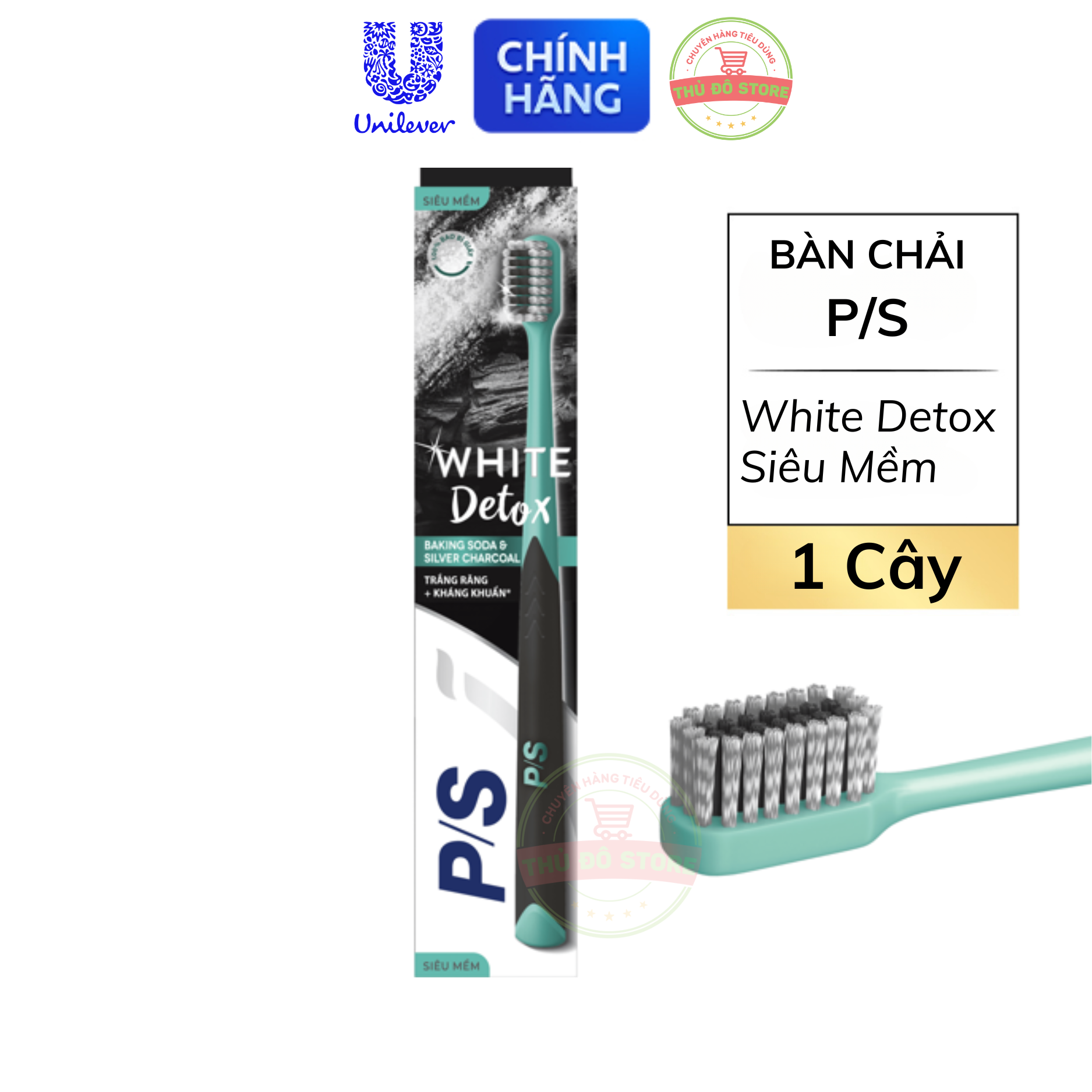 Bàn chải đánh răng ps white detox kháng khuẩn cao cấp