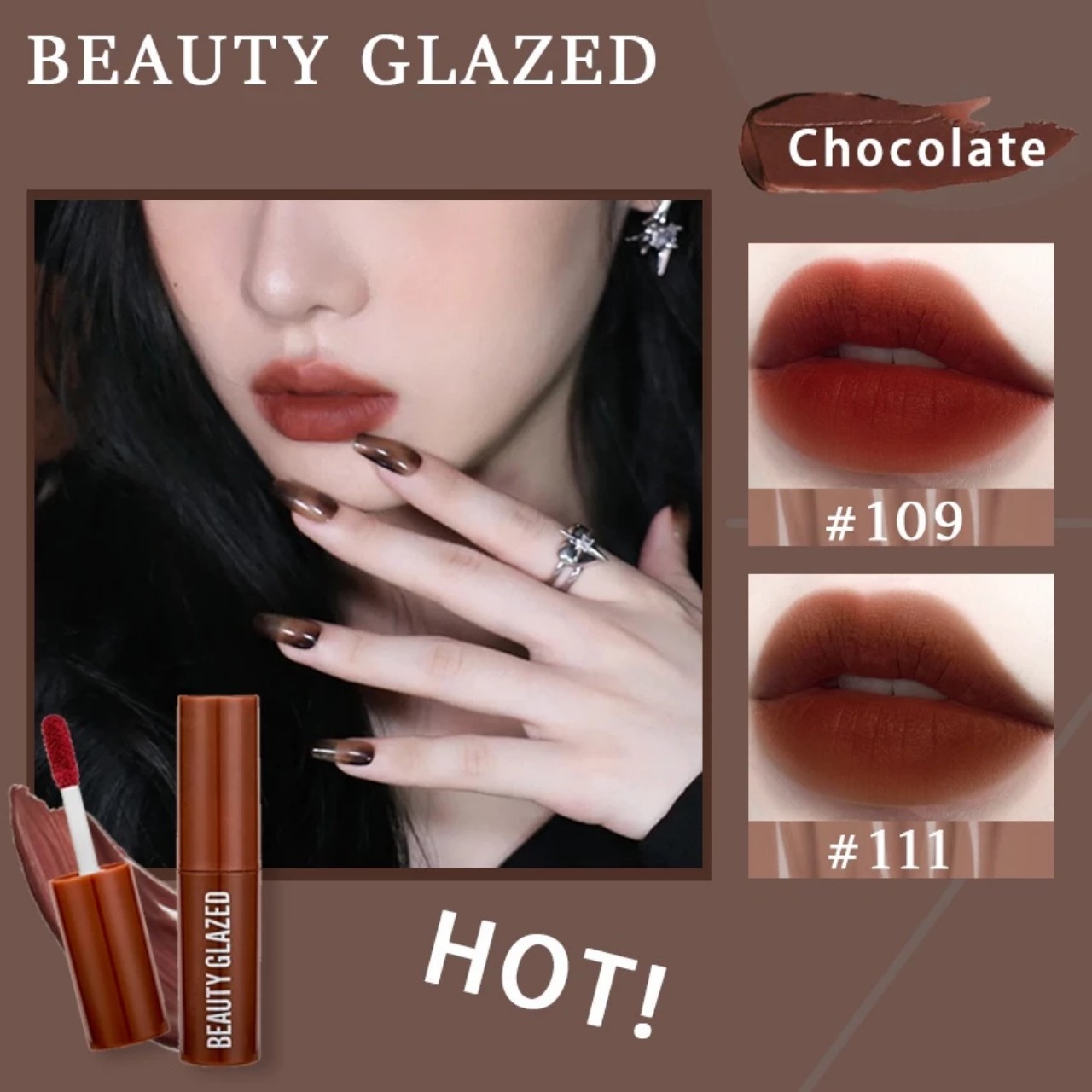 Son kem ngọt ngào mướt môi lì màu thiết kế thỏi son chocolate